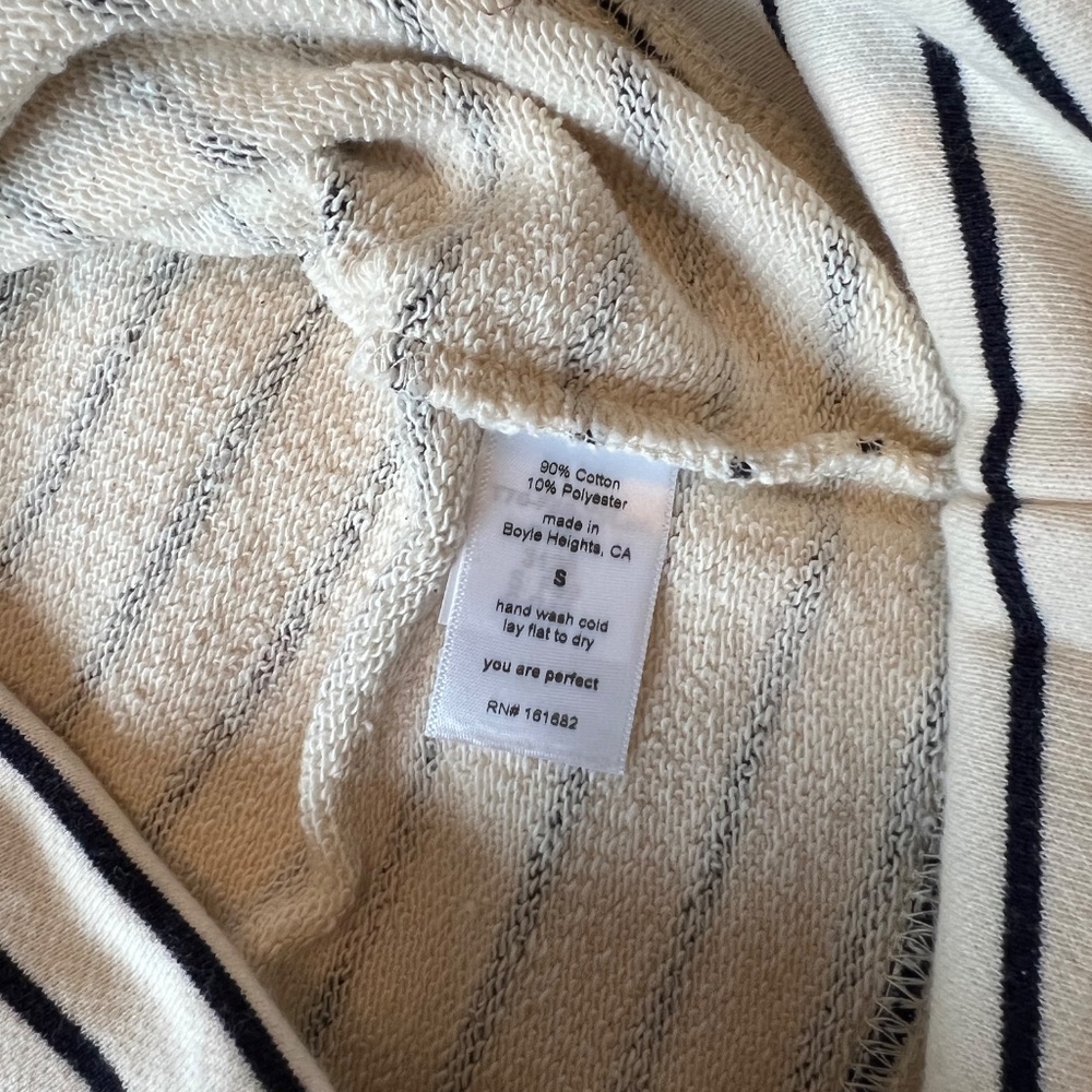 perfectwhitetee Cream and Black Striped Sweatshirt - Picture 9 of 9